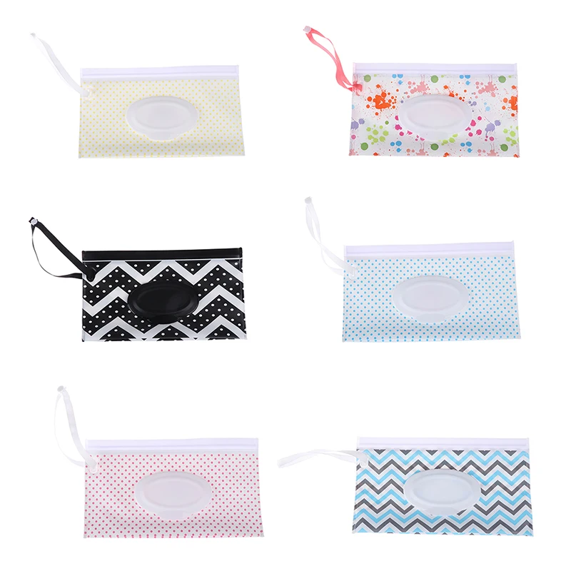 

Clutch Eco-friendly Easy-carry Wet Wipes Bag Snap Strap Wipes Container Clamshell Cosmetic Pouch Cleaning Wipes Case