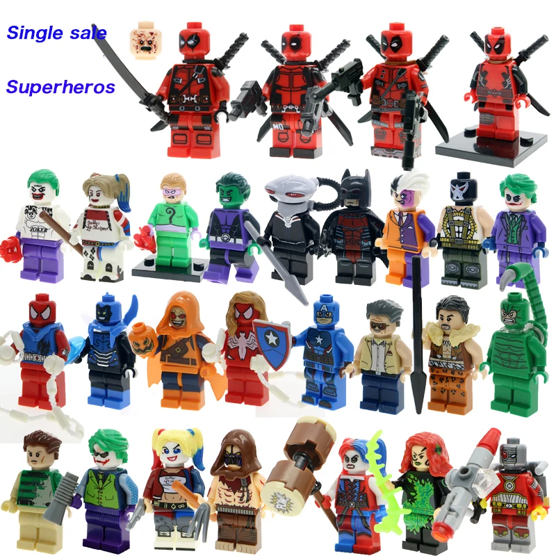 

Super Heroes Deadpool X-Men Suicide Squads Harley Quinn Batman Joker Figures Single Sale Legoinglys Building Blocks Children Toy