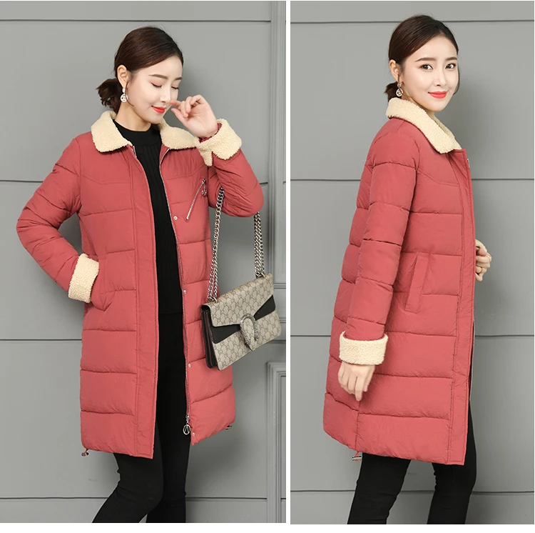 Women Jacket Winter Coats Long Outwear Jackets Cotton Padded Clothing Zipper Warm Winter Jacket 2018 Korean Ladies Coat CH642 (4)