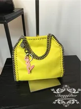MINI 18 CM yellow shaggy quality PVC Luxury metal chain crossbody shoulder bag