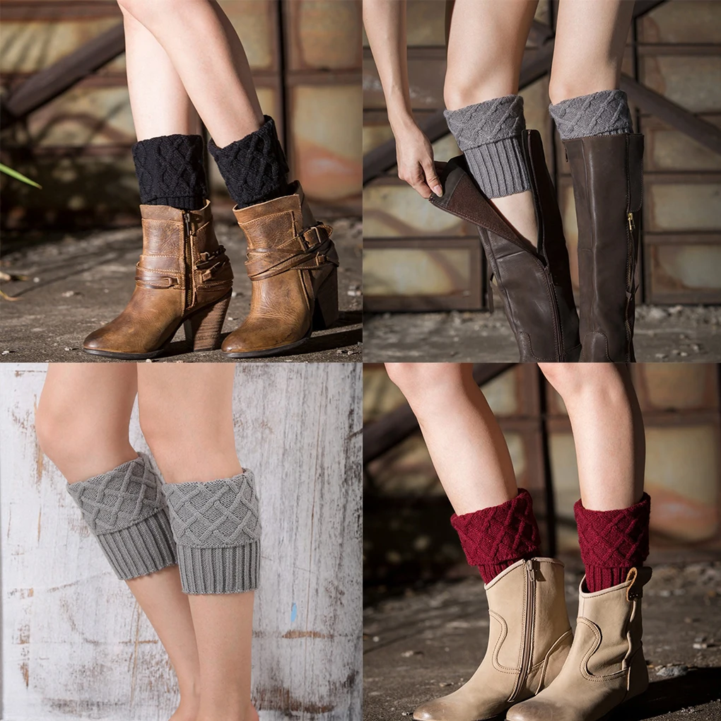

1 Pair Women Winter Crochet Boot Cuffs Knit Toppers Boot Socks Leg Warmers Solid Leg Warmers Girls Lady