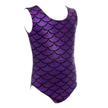 Рыбьей чешуи Цвет гимнастика девушки детская одежда модели взрыва без рукавов радий тело костюм балет танцы практика одежда