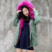 CX-G-P-05F хлопок пальто зимнее теплое пальто из настоящего меха пуховик с мехом лисы