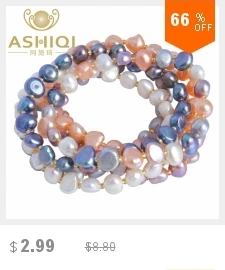 ASHIQI из натуральной пресноводных жемчужные браслеты для Для женщин с белой глиной Циркон мяч эластичные ювелирные изделия подарок