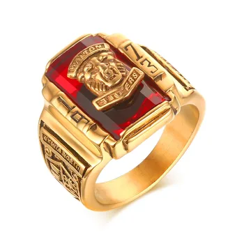 

Fashion Mens Rings Gold Color Stainless Steel 1973 Walton Tiger High School Class Ring Geometric Design Black/Green/red/blue