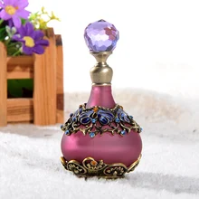 25ml Vintage Retro Perfume Bottle Peacock Empty Refillable Metal Glass Crystal Stopper Gift Crystal Cluster