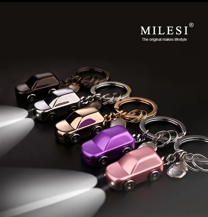 Milesi Новинка 2017 брендовый светодиодный автомобильный брелок для ключей кольца из