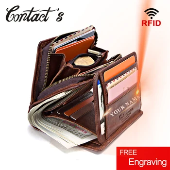 100% Genuine Leather Men Wallets Zipper Coin Purse Short Male Money Bag Quality Designer Rfid Walet Small Card Holder Clutch genuine cow leather men wallets rfid double zipper card holder high quality male wallets purse vintage coin holder men wallets