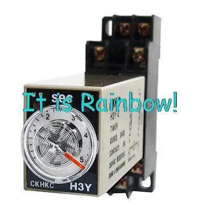

Free Shipping DC 24V 8 Pins DPDT 5Sec 5S Timer Delay DIN Rail Time Relay H3Y-2 w Socket