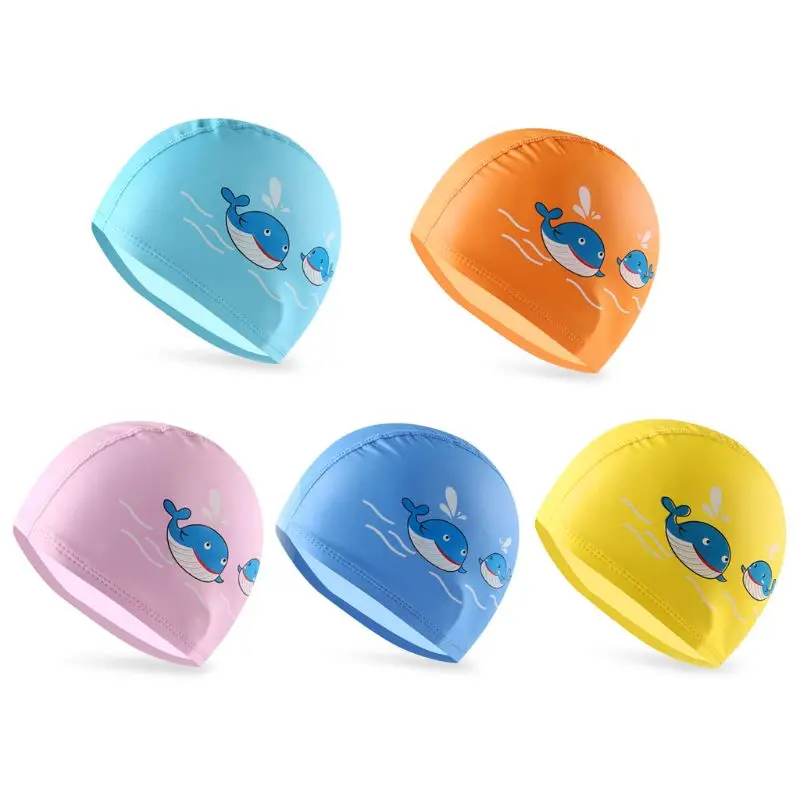 

New Cartoon Swimming Cap PU Children Waterproof Swimming Cap Fish Animal Printing Ear Protector Diving Cap
