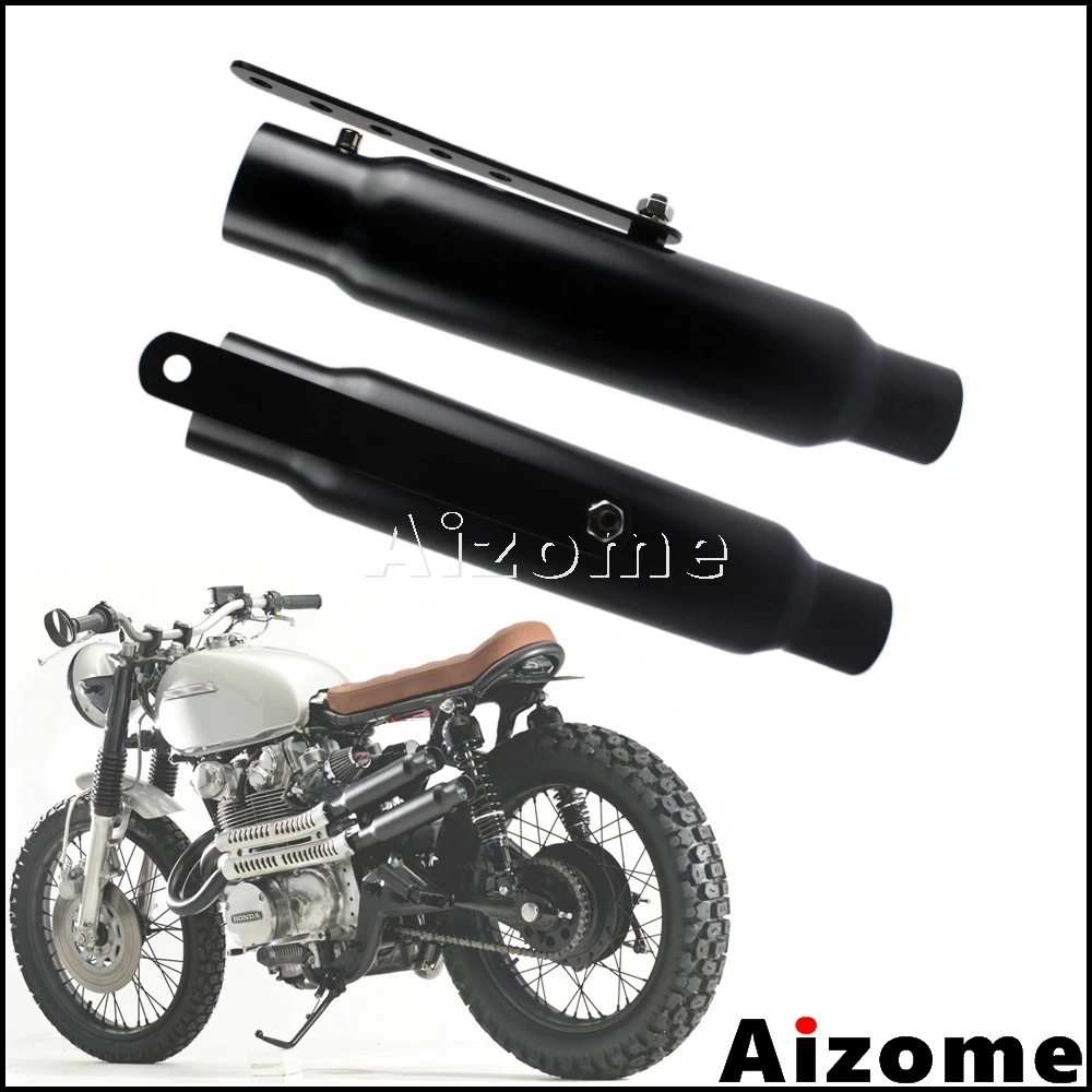 2x Motorcycle Exhaust Pipes 12" Shorty Exhaust Mufflers Silencer For