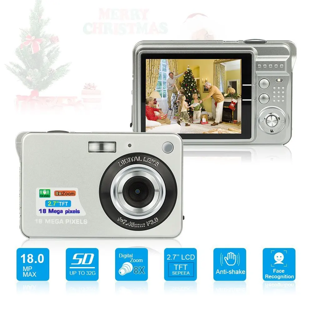 Preise 2,7 zoll 18MP 720P Kinder Tragbare Mini Digital Kamera 8X Zoom TFT LCD Screen Video Camcorder Anti Schütteln foto Kamera Kinder Geschenk