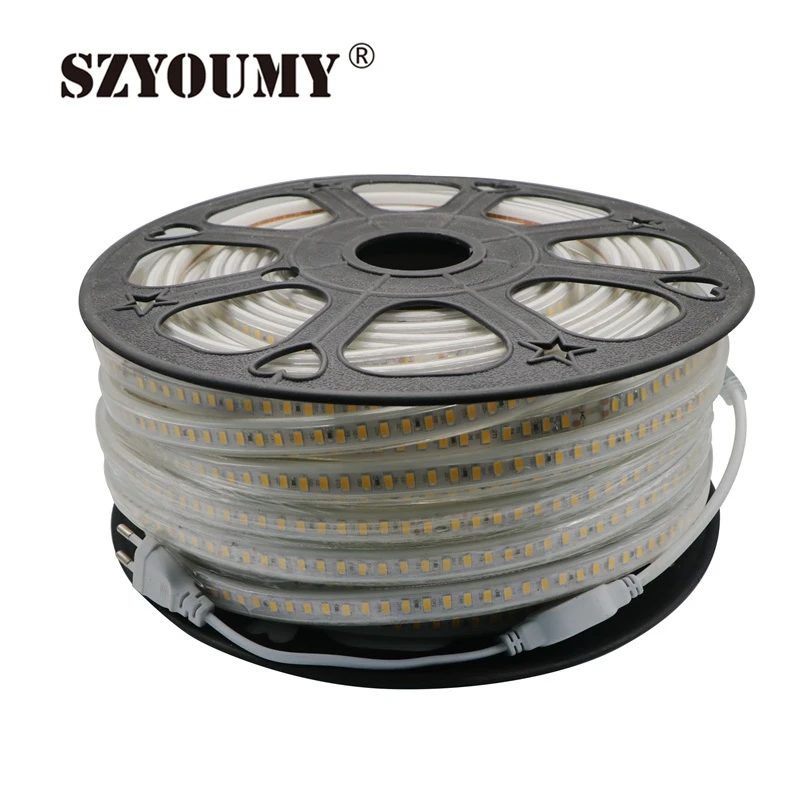 #cheap SZYOUMY Waterproof LED Strip Light 220V 120 Leds M SMD 5730 with Power Plug Super Bright 5630 Flexible Stripe Rope Home Decor