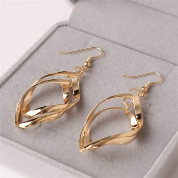 Twisted Waves Drop Earrings – Gold Earrings & Studs Twisted Waves Drop Earrings – Gold