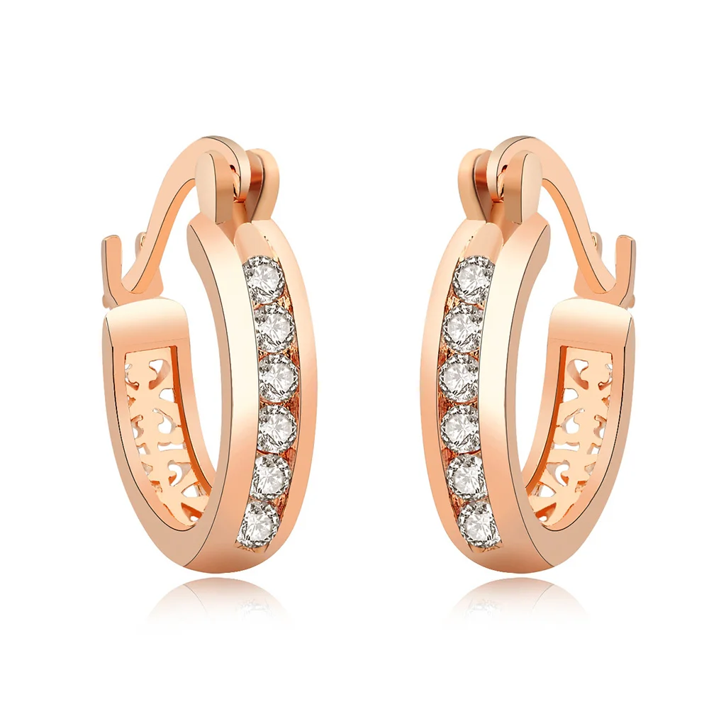 

wedding Fashion Crystal CZ Stone Circle Hoop Earrings Gold Color Silver Women Wholesale jewelry Top Quality engagement charms