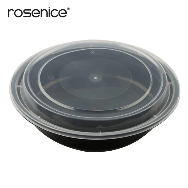 10PCS Disposable Round Plastic Bowl Take Out Containers Food Storage