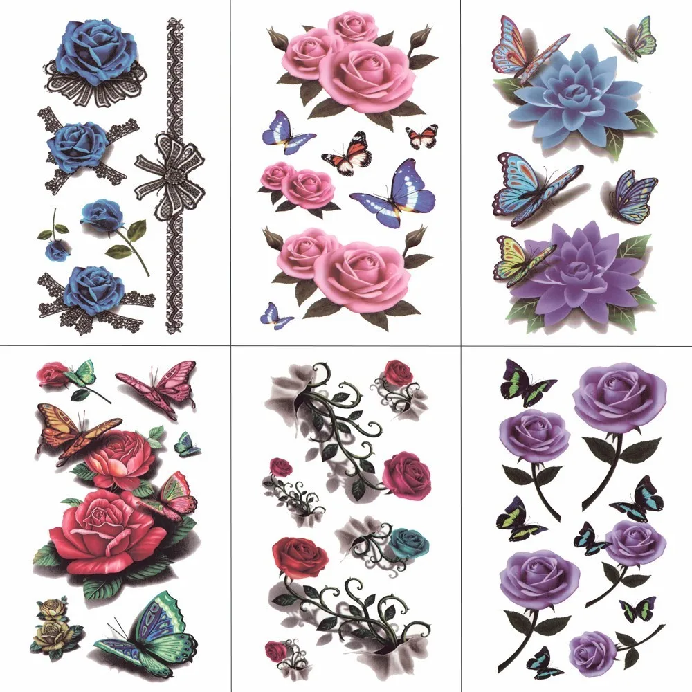 WYUEN Flower Butterfly Temporary Tattoos for Women Hand Tattoo Sticker Adult Body Art Waterproof Arm Fake Tatoo 10.5X6cm P-004 WYUEN Flower Butterfly Temporary Tattoos for Women Hand Tattoo Sticker Adult Body Art Waterproof Arm Fake Tatoo 10.5X6cm P-004