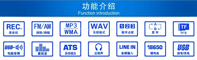 TECSUN ICR-110 ICR110 FM/AM радио TF карта MP3-плеер рекордер мини-громкоговоритель ICR110 рекордер MP3-плеер Радио FM 76-108 широкий