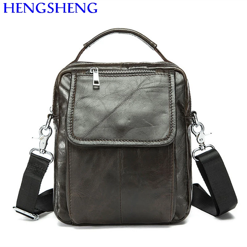 Hengsheng hot selling genuine font b leather b font men bag of coffee men shoulder bags