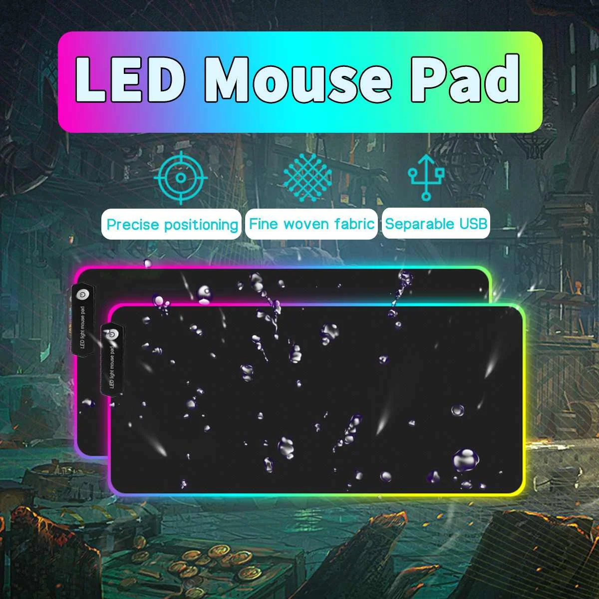 Большой RGB игровой коврик для мыши геймер фиксирующий край клавиатура Коврик для мыши светодиодный светильник USB Проводная Нескользящая мышь Мыши 7 ослепительных цветов