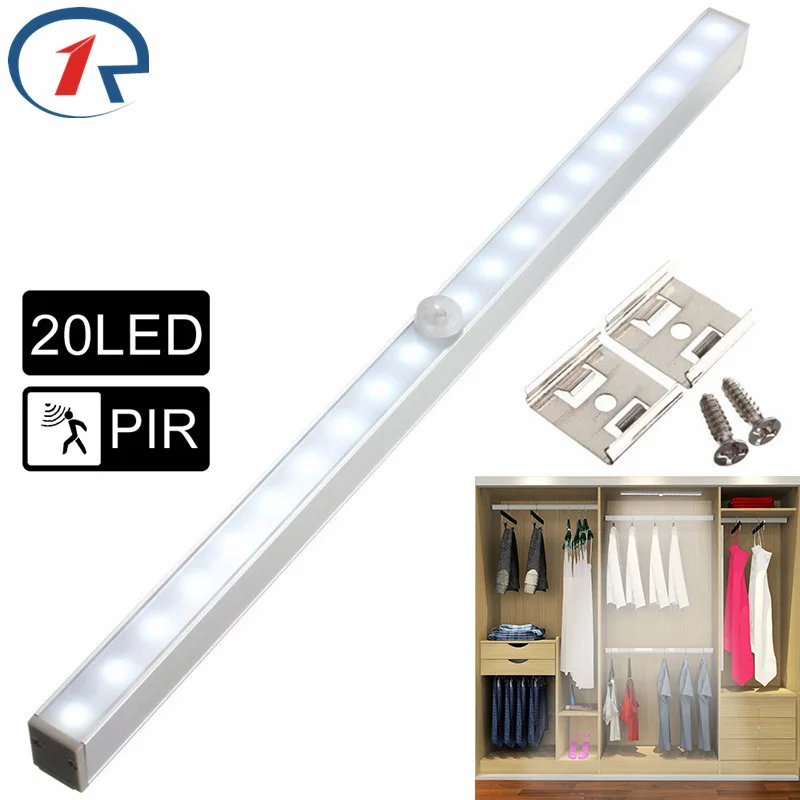 ZjRight جديد 20 LED أضواء توفير الطاقة السيارات محس حركة اللاسلكية PIR مجلس الوزراء المطبخ خزانة غرفة النوم درج داخلي جدار مصابيح