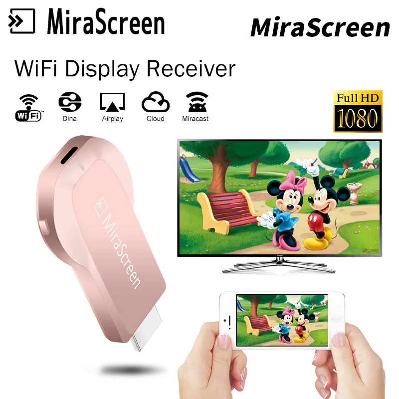 MiraScreen Новый беспроводной приемник с WiFi дисплеем 1080 P HD tv Stick DLNA AirPlay Miracast Mirroring на