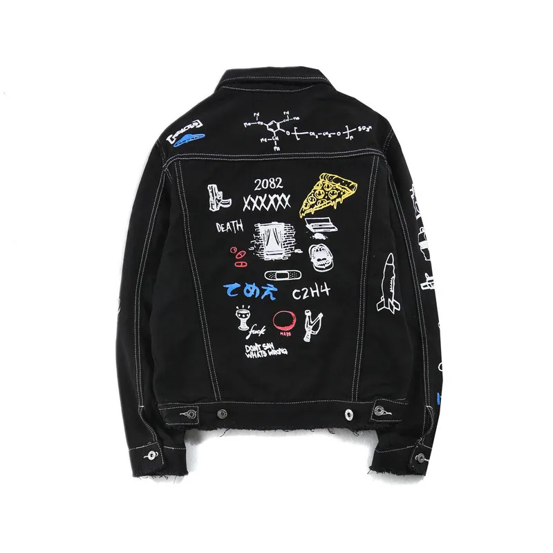 Denim Jacket Men Women Hiphop Streetwear Punk Rave Steampunk Motorcycle Cowboy Graffiti Ripped Jacket Outwear Brand Jeans Jacket Denim Jacket Men Women Hiphop Streetwear Punk Rave Steampunk Motorcycle Cowboy Graffiti Ripped Jacket Outwear Brand Jeans Jacket