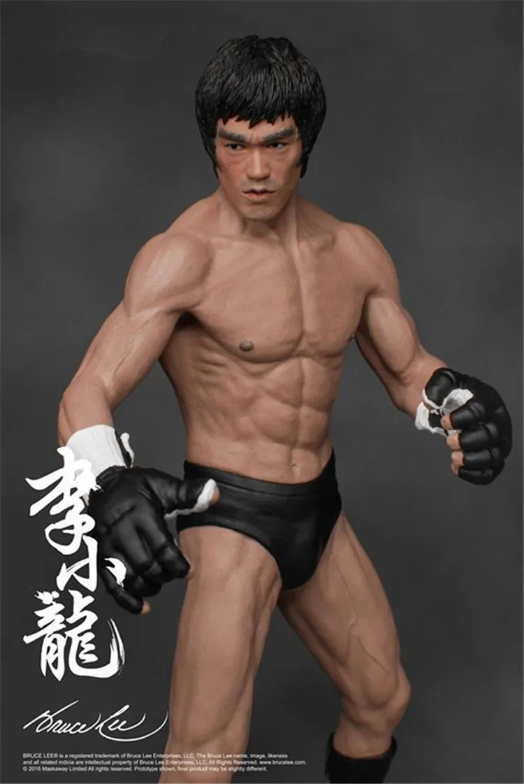 1Pc PVC 19cm  Bruce Lee Fighting Version Action Figure Models Toy Chinese Kongfu Model Collection Figure Toys Gifts For Children