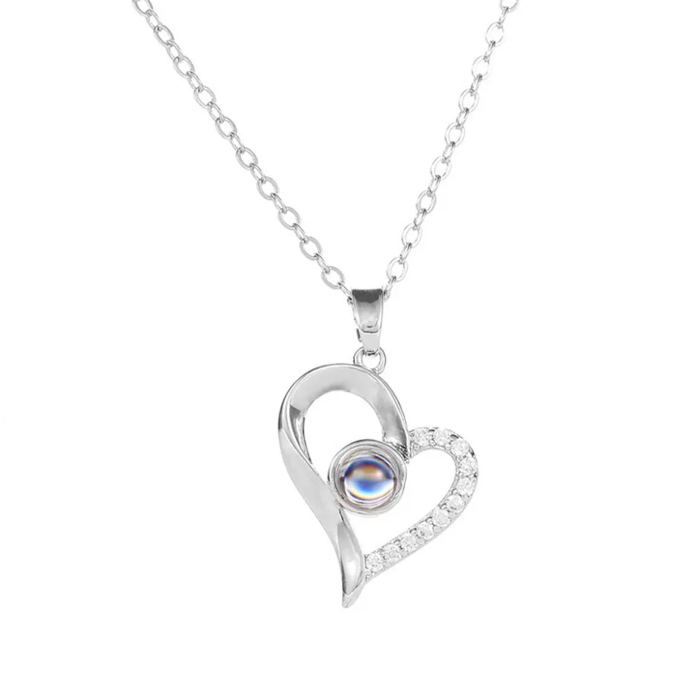 

New 100 Languages I Love You Valentine's Day Present Memory Projection Necklace L0312