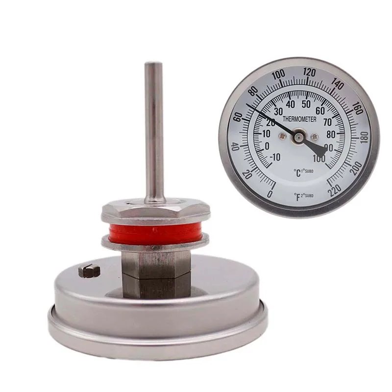 

Brewing 1/2"NPT/BSP Thermometer Bi-metal Thermomete 3"Face 0~220F Beer Thermometer Homebrew Kettle Mush Tun Thermometer