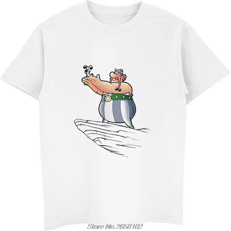 Астерикс и Обеликс принт Повседневная мужская футболка с круглым вырезом футболки модные мужские топы мужская футболка с коротким рукавом harajuku уличная одежда - Цвет: white new