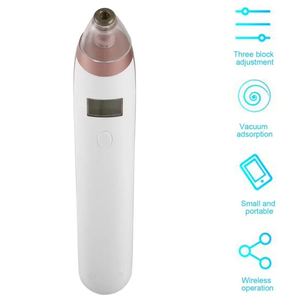 

USB Portable Micro Crystal Suction Blackhead Remover Grease Pore Beautifying Instrument Replaceable Head LED Screen Display