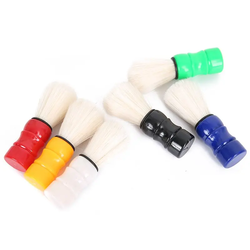Mayitr 1pc Men's Plastic Handle Beard Mustache Cleaner Barber Shaving Brush Random Color For Salon Barber