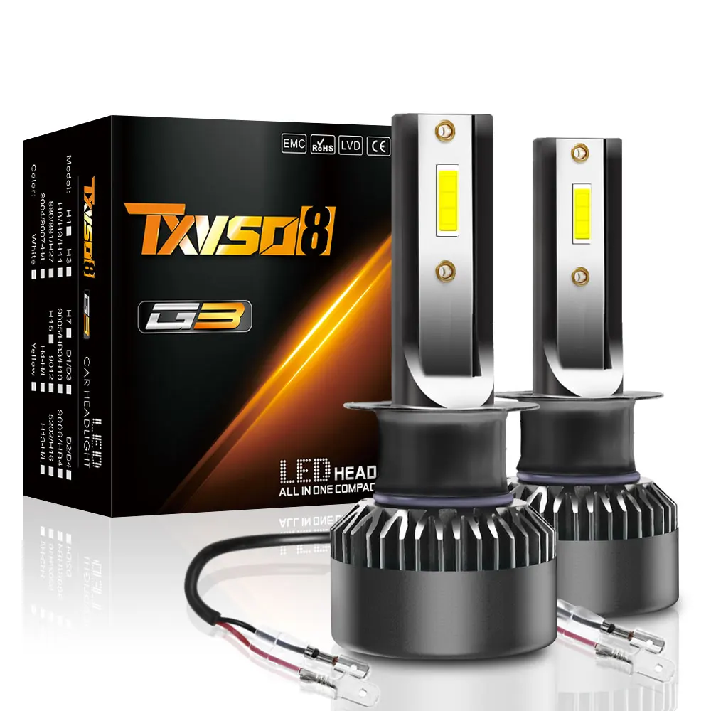 

TXVSO8 2PCS Super Bright Car Headlight Bulbs Fog Lights H1 Turbo Fan Bulbs CSP Headlamp 50W/Bulb 6000K Pure White 10000LM/Set