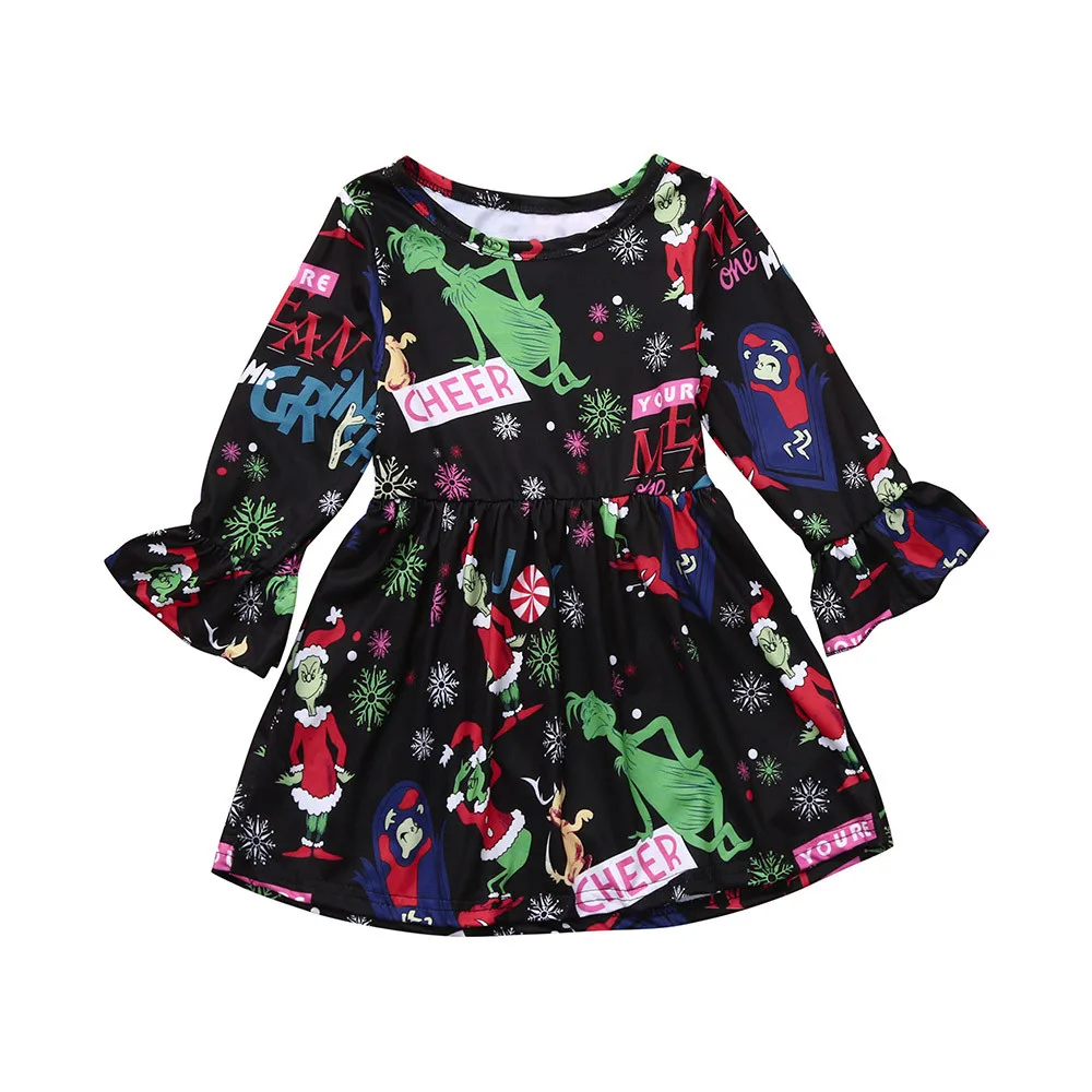 

Christmas Toddler Kids Baby Girl Cartoon Princess Dress Clothes Outfits party dress girl dress kid girl's christmas clothing