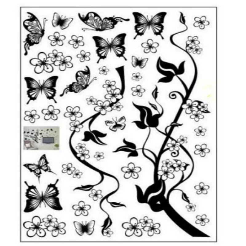 Наклейки на стену в виде бабочек и цветов|tree wall sticker|wall stickerwall decor |
