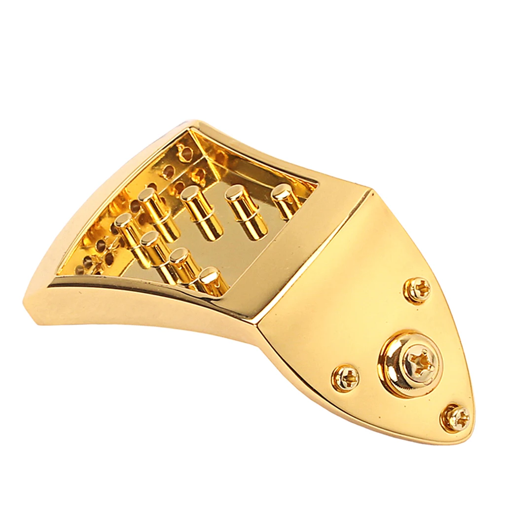 Gold Plated 8 Strings Mandolin Tailpiece With Screws Strap Buttons Parts 56x44.5x8.8mm