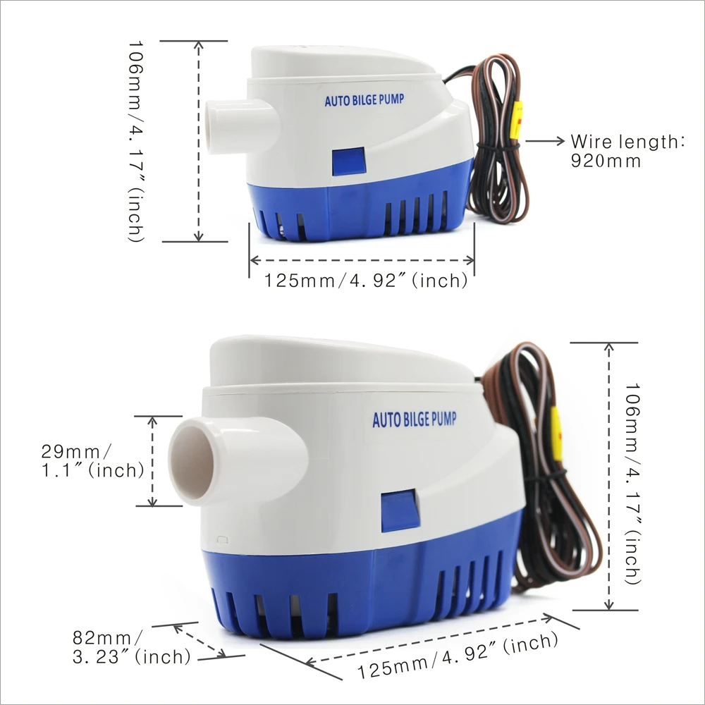Лодка Бильге Водяной насос 24 В 1100 Гал автоматический с поплавком коммутатор 1 1/8 дюйма шланг outlet