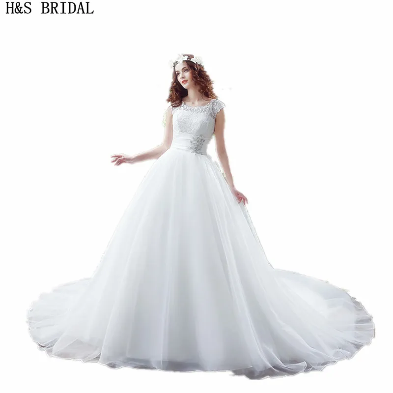 Свадебное платье принцессы с круглым вырезом vestido de noiva недорогие свадебные