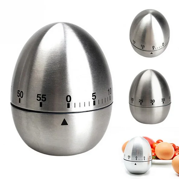 50 шт./лот кухня механический в форме яйца приготовления Таймер Будильник 60 минут нержавеющая сталь металл