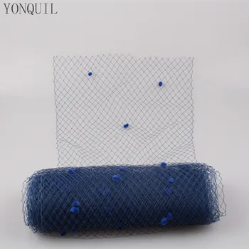 

Free Shipping navy 5 yards per lot Birdcage veil with dot 25CM Width Russian Veiling Netting wedding dot veils LDV012