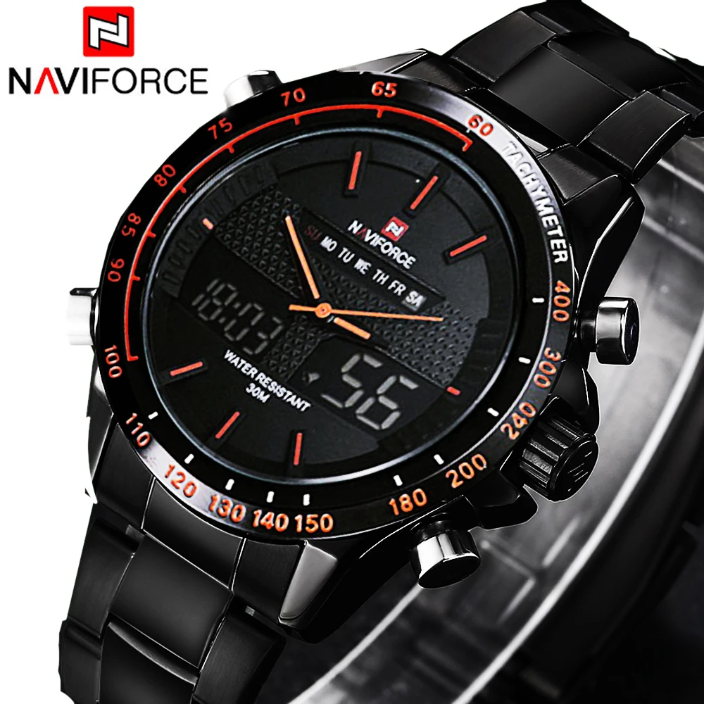 Часы наручные NAVIFORCE Мужские кварцевые спортивные цифровые стальные армейские