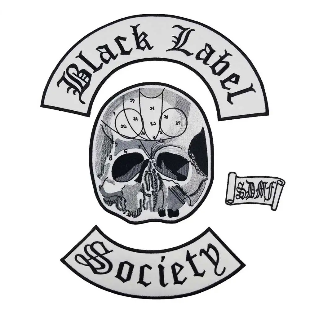 Black label утюг на патч вышитая аппликация Швейные Этикетка панк байкер патчи Одежда