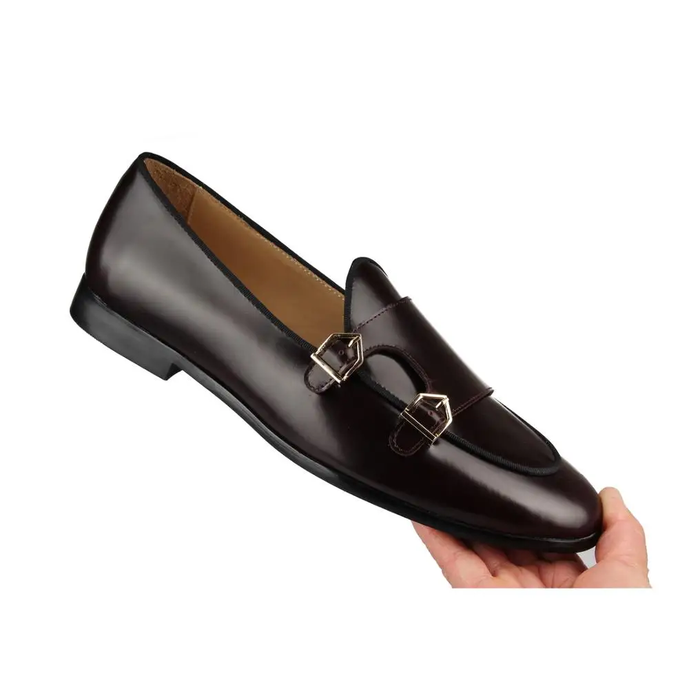 POLISHED LEATHER DOUBLE-MONK LOAFERS Brown (8)