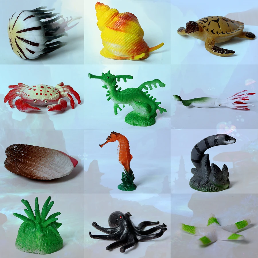 Lot 12 Assorted Marine Animal Crab Models Action Figures Kids Toy Party Bag