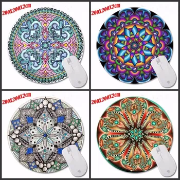 

Flowers Art Round Circles Blue Electric Customized Computer Notebook Mouse Mat High Quality Resistant Dirt 200*200*2m Mouse Pad