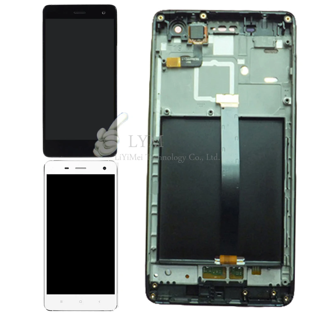 Black White LCD TP or with Frame for Xiaomi Mi4 Mi 4 M4 LCD Display Touch
