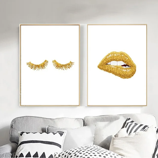Gold Lip Art Fashion Poster Print  2