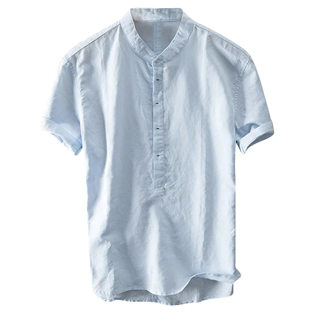الصيف الرجال بارد و رقيقة تنفس طوق شنقا مصبوغ التدرج القطن قميص M-3XL الكلاسيكية أزياء شخصية