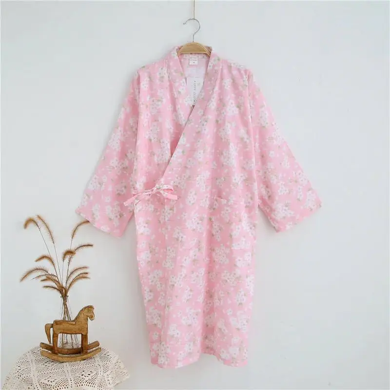 Women Kimono Robe Spring Summer Thin Cotton Sleepwear Bathrobe Sexy Femme Nightwear Bath Home Clothing Gown | Женская одежда